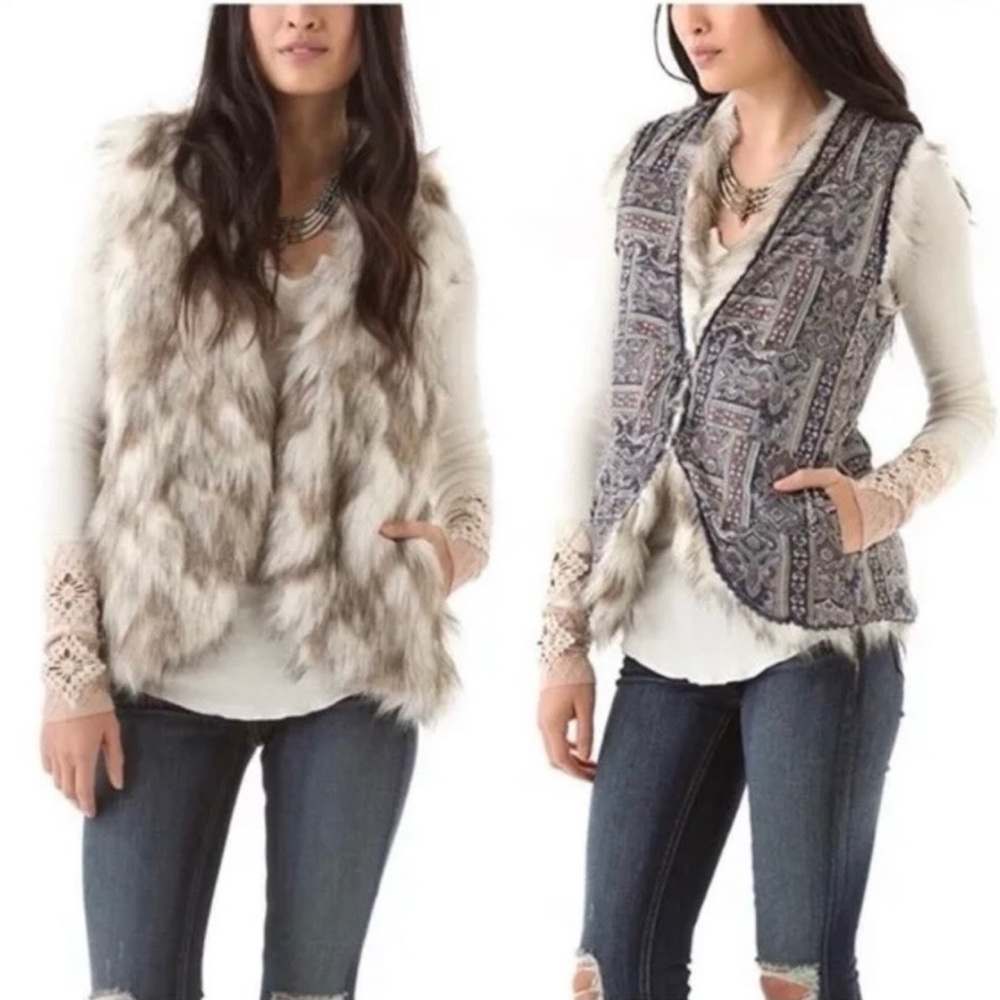 Free People “Call of the Wild” Reversible Faux Fur Vest, Size small - Picture 2 of 10
